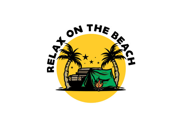 露营帐篷在车前椰子树之间图片下载