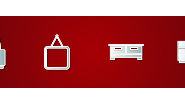 设置扶手椅，镜子抽屉柜和图标图片下载