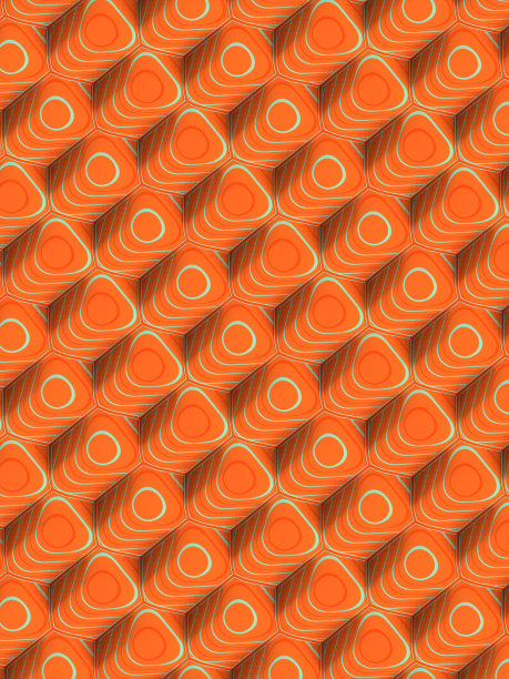 圆形投影:覆盖有橙色条纹纹理的圆形投影三维渲染数字插图图片下载