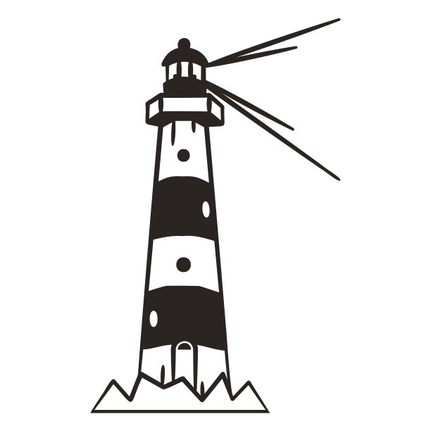 灯塔黑白填充笔画图片下载