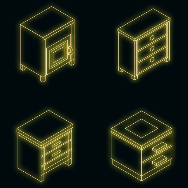 床头柜家具图标设置霓虹灯图片下载