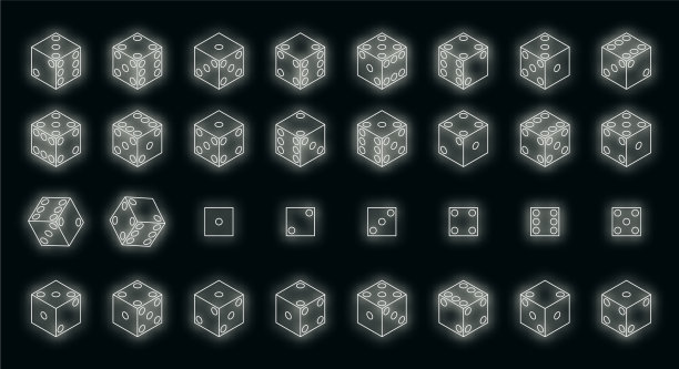 霓虹骰子图标集图片下载
