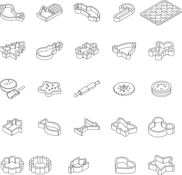 饼干模具图标设定轮廓图片下载