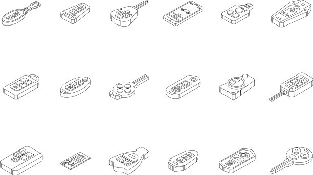 智能汽车钥匙图标设置轮廓图片下载