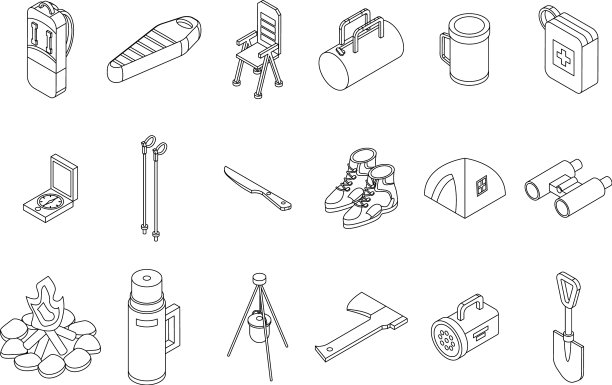 装备徒步图标设置轮廓图片下载