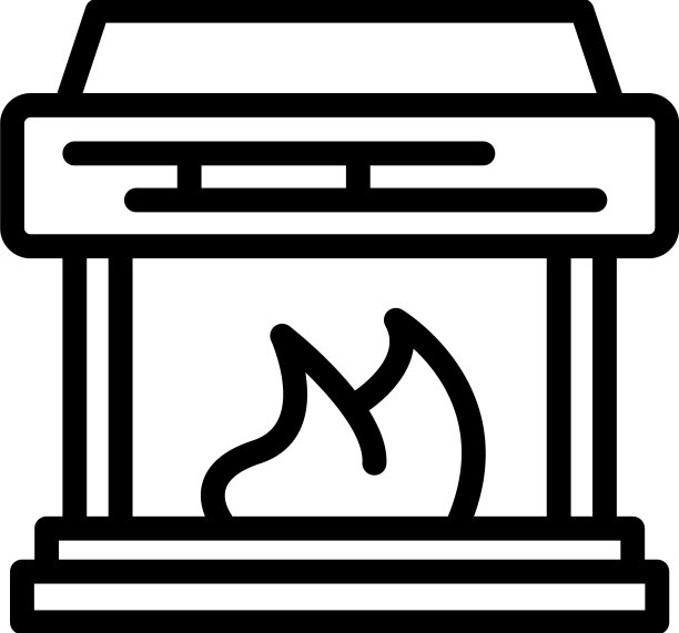燃烧火焰供暖炉轮廓图标图片下载