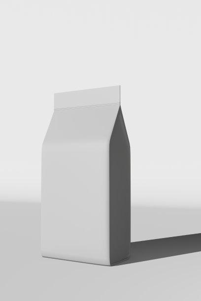 白色站立盒底袋袋咖啡品牌3D渲染。商品包装设计。商店销售演示。图片下载