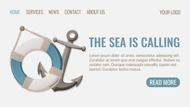 大海用绳索和锚呼唤救生圈图片下载