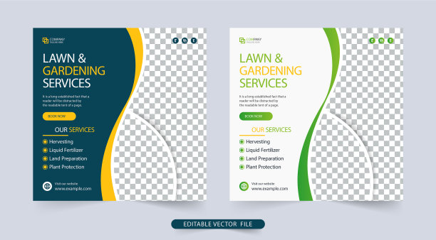 草坪和园艺服务社交媒体帖子图片下载