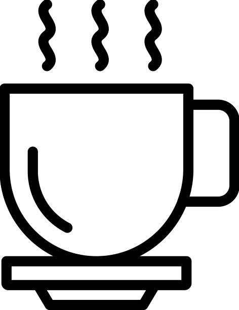 热咖啡杯图标勾勒食品店图片下载