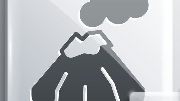 灰色火山图标孤立在灰色背景图片下载