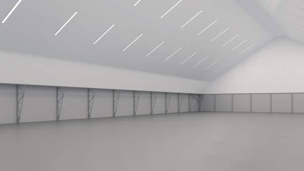 空荡荡的仓库。天篷建设。3 d渲染。图片下载