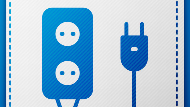 蓝色电延长线图标隔离在蓝色图片下载