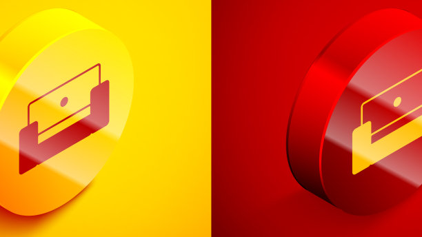 等距扶手椅图标孤立的橙色和红色图片下载