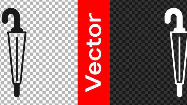 黑色经典优雅的雨伞图标孤立上图片下载