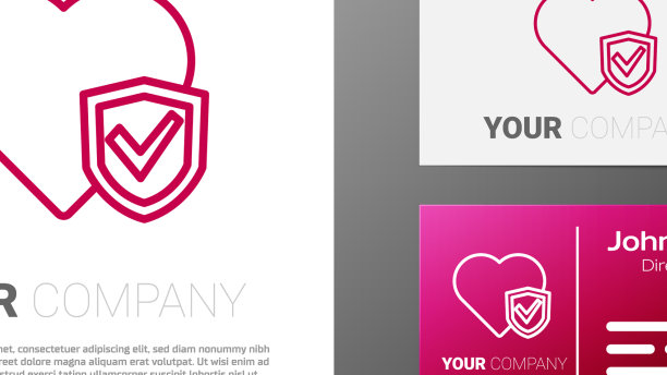 标志类型线人寿保险与盾图标图片下载