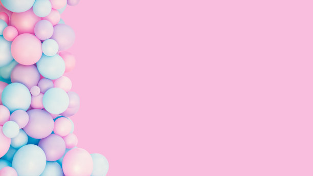 粉红色和薄荷气球照片墙生日装饰图片下载