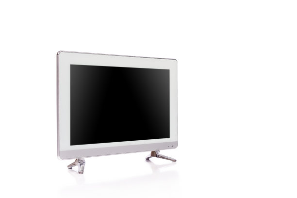 平板液晶电视。黑色空白高清显示器模型与剪切路径隔离在白色背景图片下载