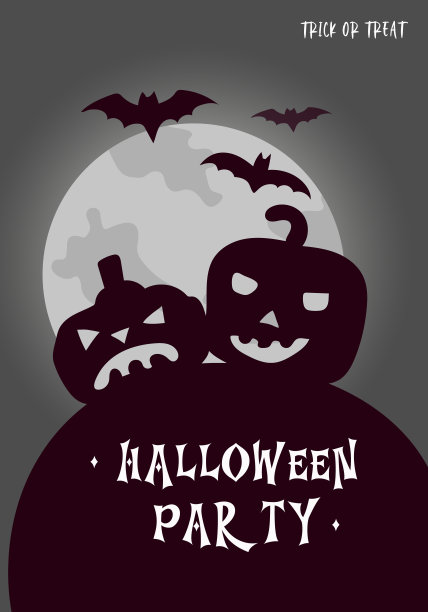 万圣节快乐。贺卡，聚会或销售的请柬。秋天的节日。平面矢量插图在深色图片下载