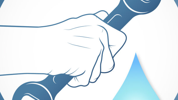 扳手在管道工手中修理水管图片下载