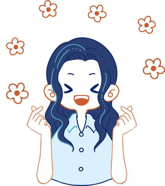 一个人用手指心形表达喜悦的插图图片下载