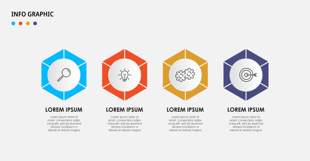 矢量信息图设计业务模板与图标和4个选项或步骤。可用于流程图、演示文稿、工作流布局、横幅、流程图、信息图图片下载