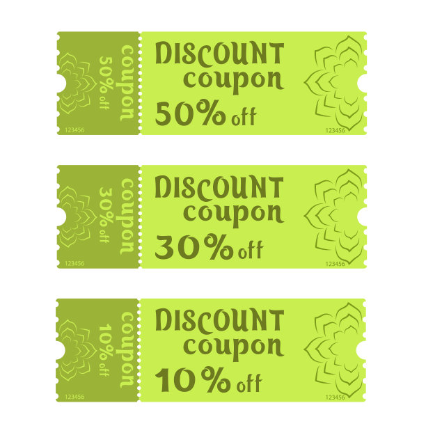 五折，三折，九折优惠券。图片下载