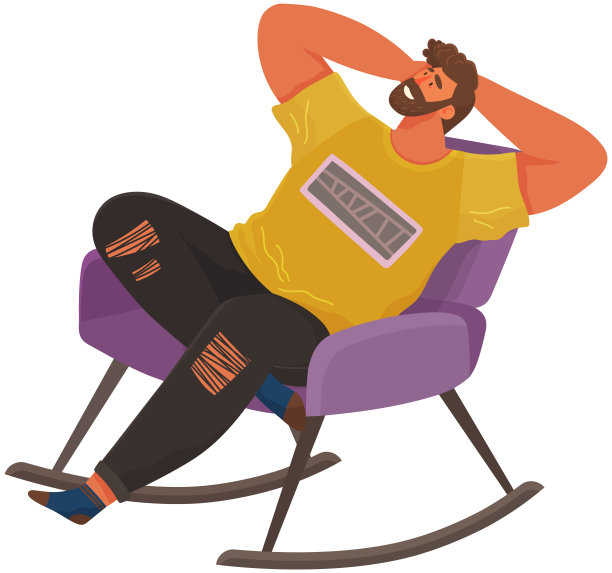 男人躺在扶手椅上孤立的白色。开心微笑的家伙在家里放松。躺在沙发上做梦图片下载