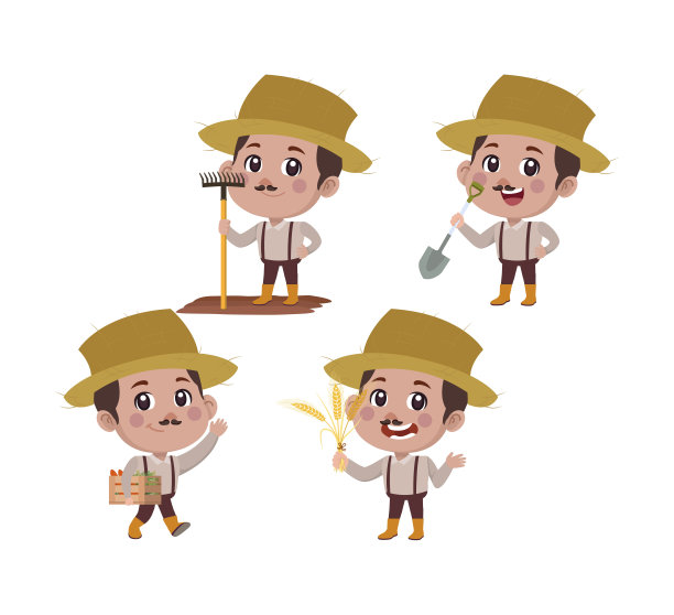 农夫和园丁摆出不同的姿势图片下载