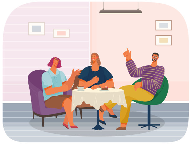 朋友们坐在咖啡馆的桌子旁。人物在餐厅、咖啡馆吃饭、玩乐图片下载