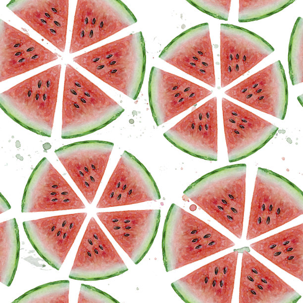 无缝水彩西瓜图案的白色背景图片下载