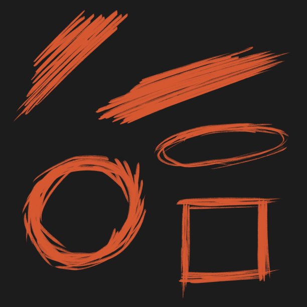 手绘红色几何形状，花哨的下划线和边界图片下载