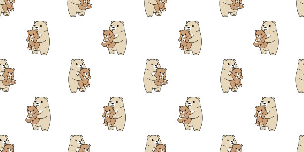 熊无缝图案极地宝宝孩子家庭矢量泰迪卡通瓷砖背景重复壁纸礼品包装纸涂鸦插图宠物设计围巾隔离图片下载
