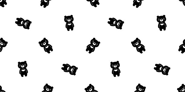 熊无缝图案极地泰迪矢量卡通人物瓷砖背景重复壁纸礼品包装纸涂鸦插图宠物设计围巾隔离图片下载
