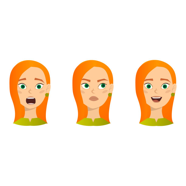 带有不同情绪的女孩面部图片下载