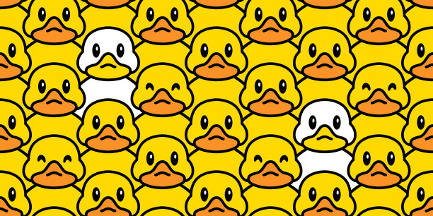 鸭无缝图案橡胶鸭淋浴浴室玩具鸟鸡向量宠物围巾孤立卡通动物瓷砖墙纸重复背景插图涂鸦设计图片下载