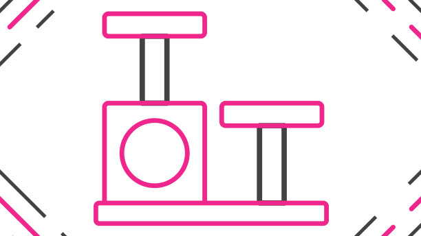 线猫抓挠柱与玩具图标隔离上图片下载