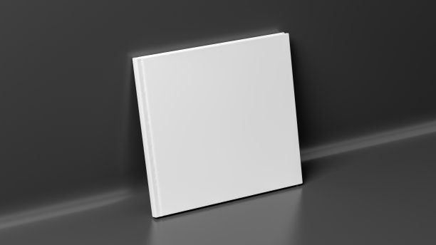 空白方精装书封面模型站在黑色背景图片下载