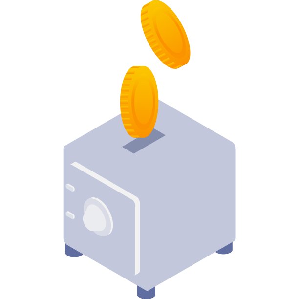 钢银行保险箱和金钱图标3d矢量图片下载