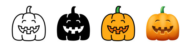 南瓜。微笑的南瓜。行踪不定的人。南瓜灯笼。矢量插图孤立在白色背景上。图片下载