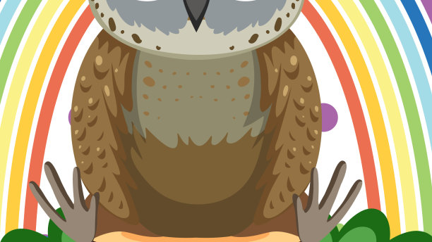 可爱的猫头鹰在树桩在平面卡通风格图片下载