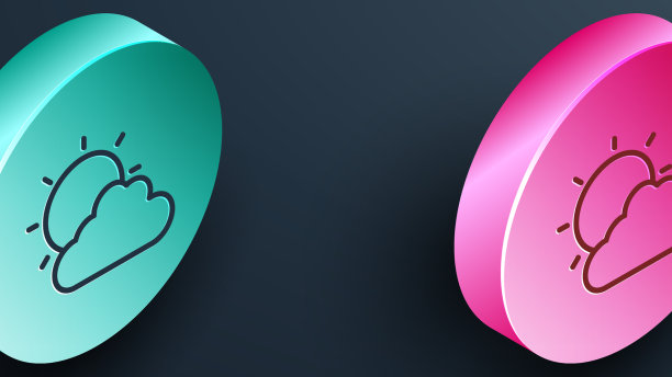 等距线太阳和云天气图标隔离图片下载