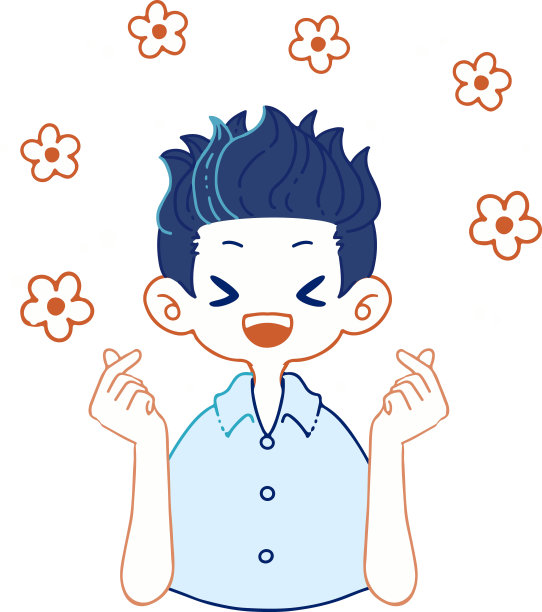 一个人用手指心形表达喜悦的插图图片下载