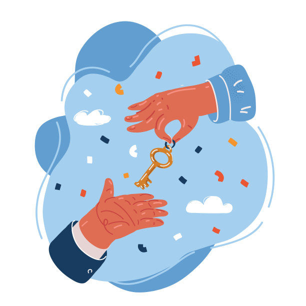 矢量插图手握钥匙，并把它交给另一个人图片下载