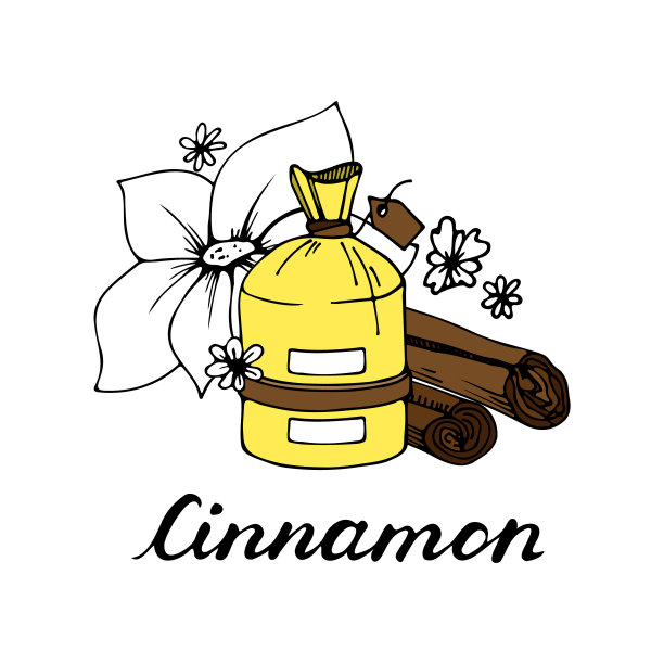 用于放松和水疗的装饰蜡烛。手绘涂鸦插图。线条艺术向量集。天然肉桂香气图片下载