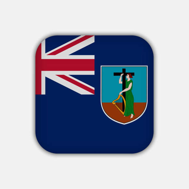 蒙特塞拉特国旗，官方颜色。矢量插图。图片下载