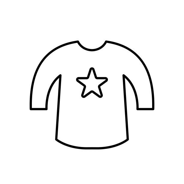 婴儿运动衫轮廓黑色矢量图标。每股收益10。正面查看孩子穿....简单的孩子clothin。孤立在白色的. .有星星的可爱运动衫..对于应用程序，横幅，网页，打印，设计，开发，ui, ux。图片下载