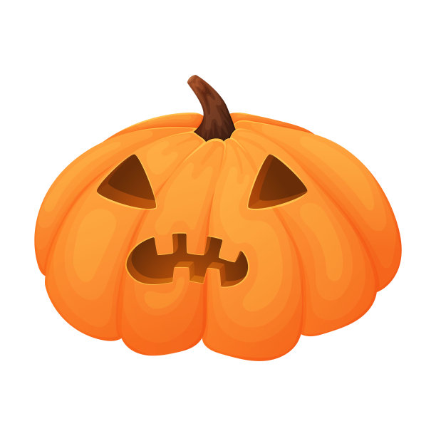 万圣节南瓜杰克灯笼与挖出的眼睛和嘴，矢量孤立的卡通插图。图片下载