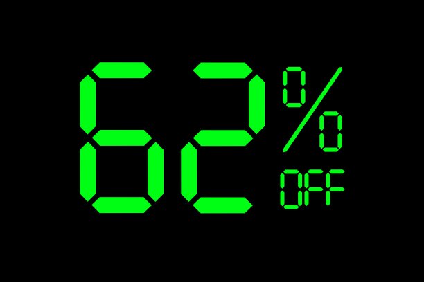 矢量插图绿色62%折扣特价标签。图片下载