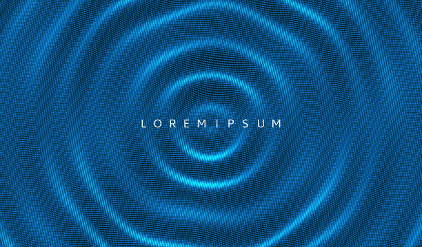 带有涟漪效果的3D波浪背景。矢量插图与粒子。3 d网格表面。图片下载